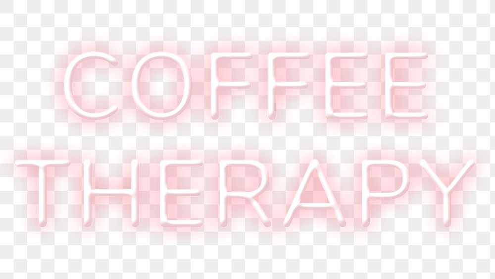 Glowing red coffee therapy png retro neon sign lettering