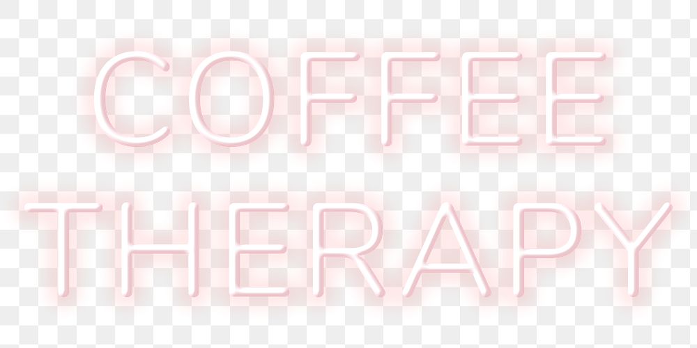 Glowing coffee therapy png neon lettering