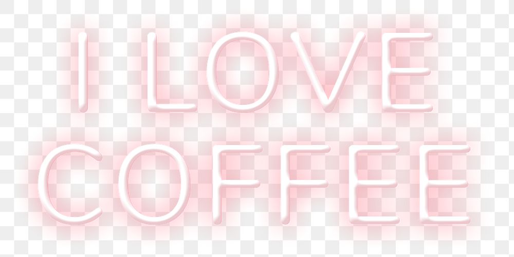Neon I love coffee png text typography