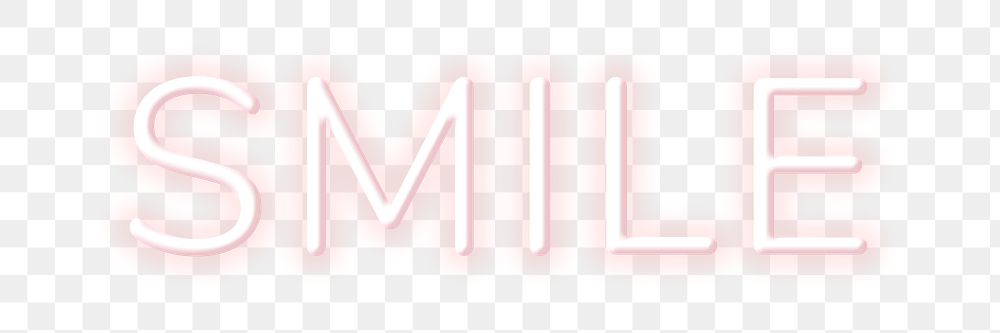 Pink neon sign smile png word sticker typography