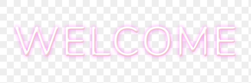 Glowing welcome word sticker png neon typography
