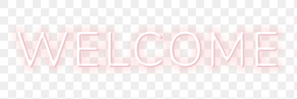Pink neon welcome png word sticker typography