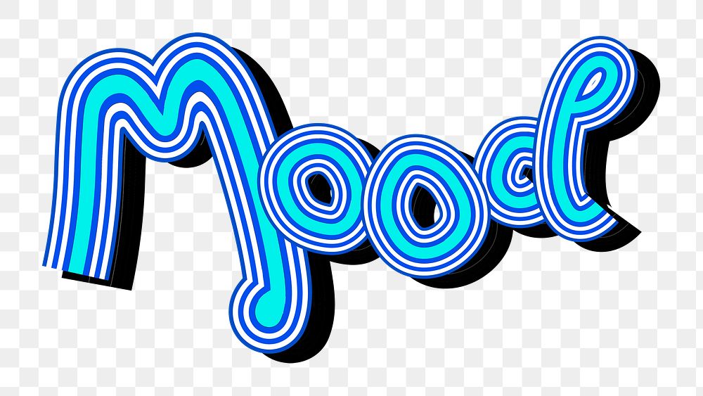 Png Mood blue word 3D sticker retro