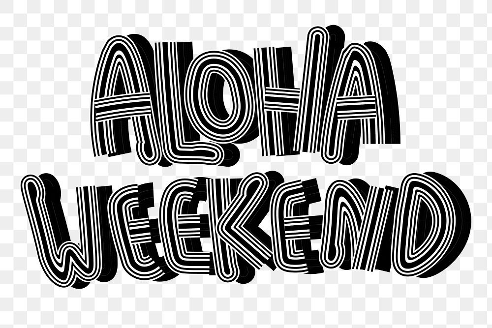 Grayscale png Aloha Weekend sticker vintage font
