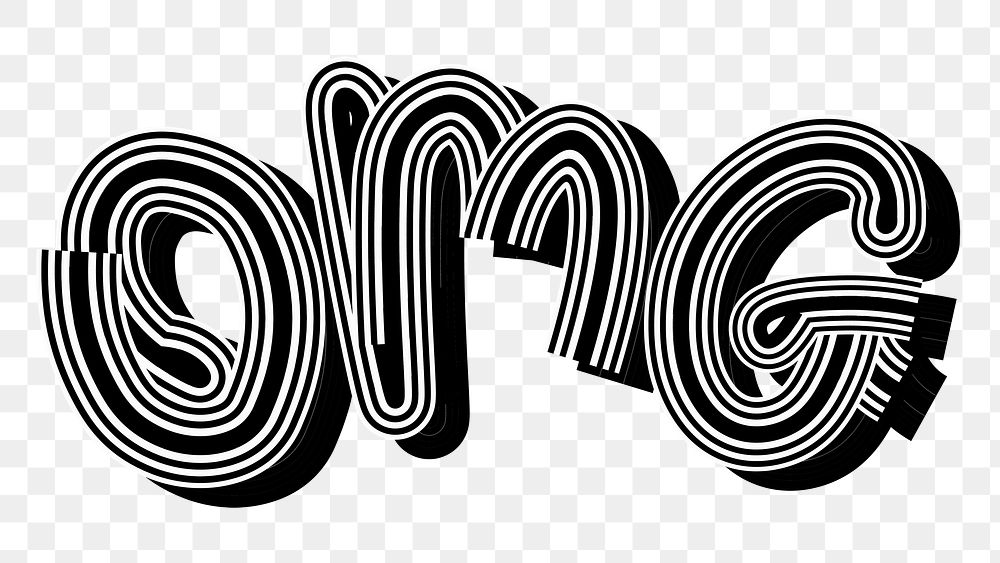 OMG black and white png funky typography