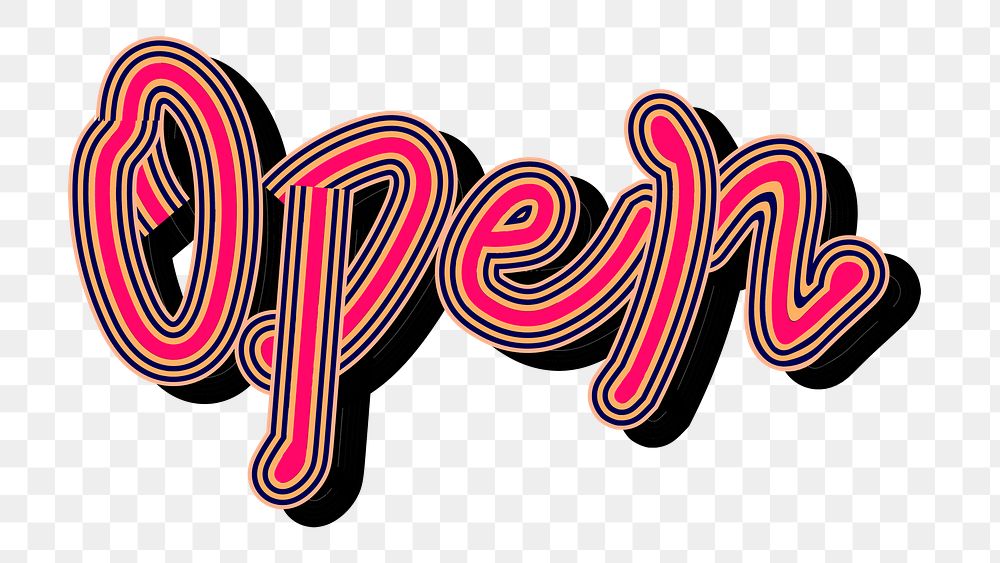 Retro Open pink png vintage typography