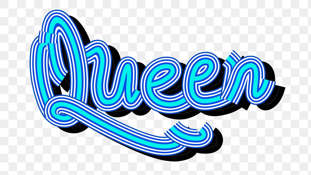 3D Queen png blue and white typography