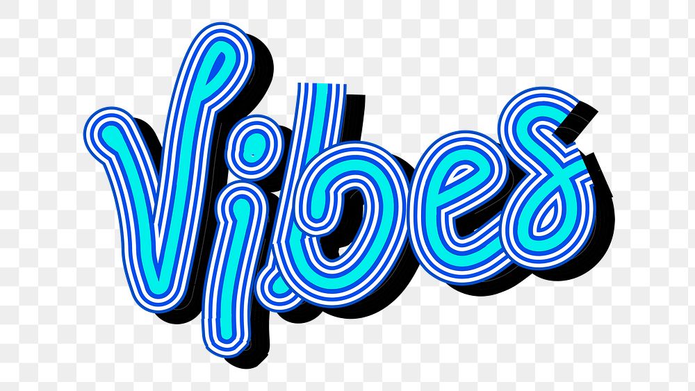 Vibes blue shades png handwritten word illustration