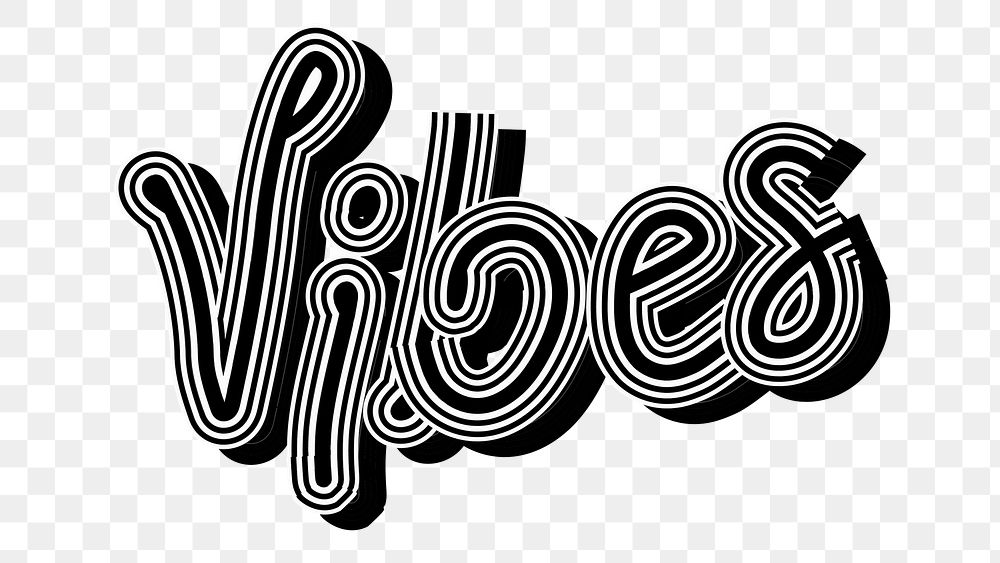 Vibes black and white png word sticker