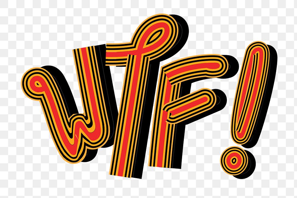 WTF! png red retro handwritten calligraphy