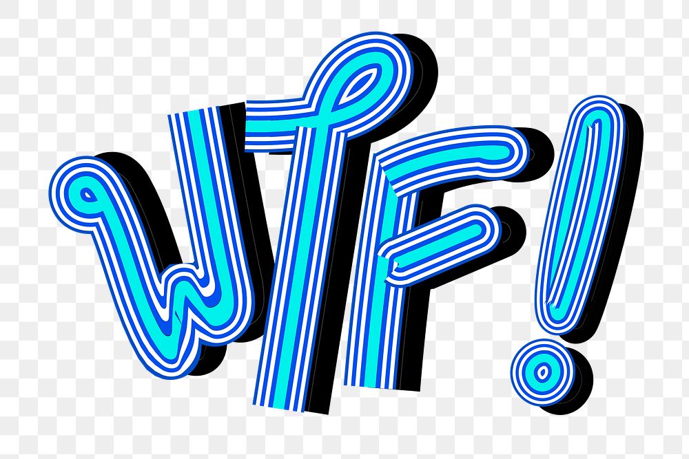 Funky WTF! blue png 3D sticker illustration