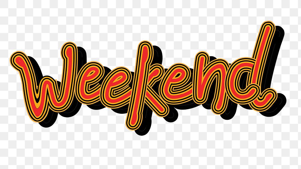 Red Weekend png 3D word typography sticker