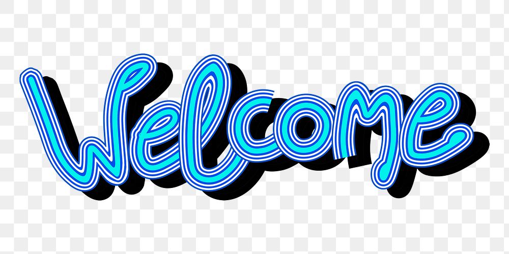 3D Welcome blue png retro typography
