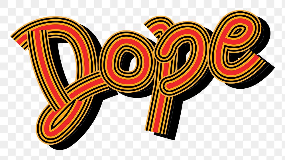 Retro Dope red png 3D funky typography