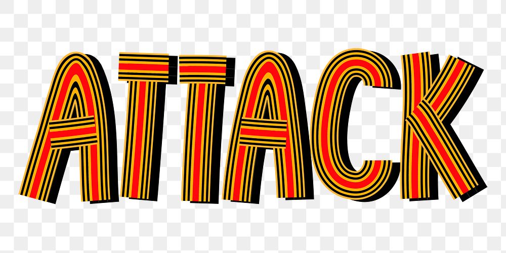 Attack word png hand drawn concentric font doodling typography