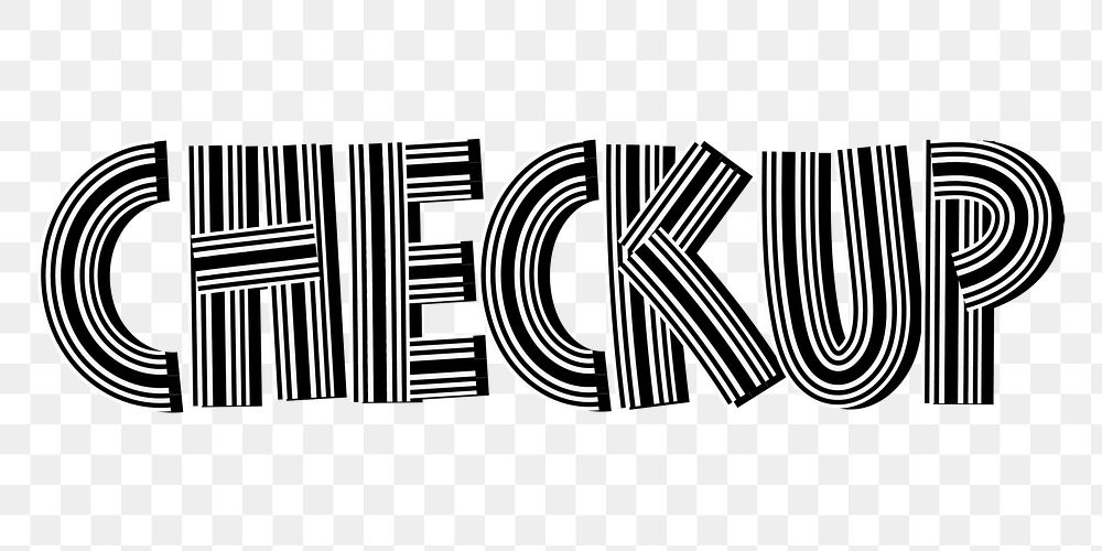 Checkup text png retro lettering concentric effect doodle font typography
