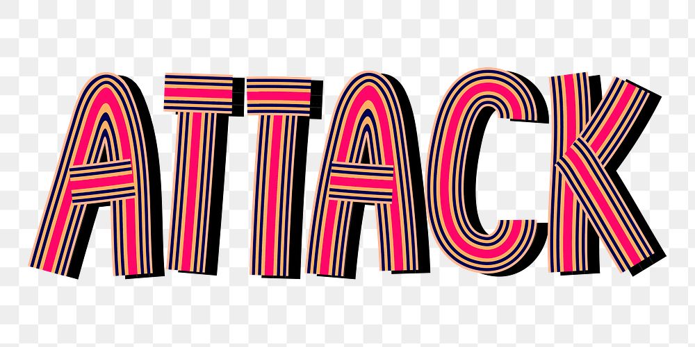 Retro attack text png lettering concentric font typography doodling