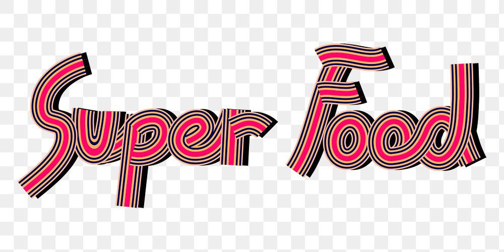 Retro super food png lettering concentric effect font typography