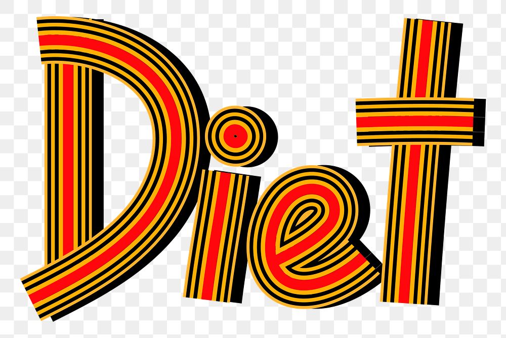 Diet word png hand drawn concentric font typography