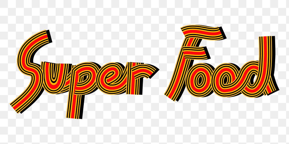 Hand drawn super food png lettering concentric font typography retro