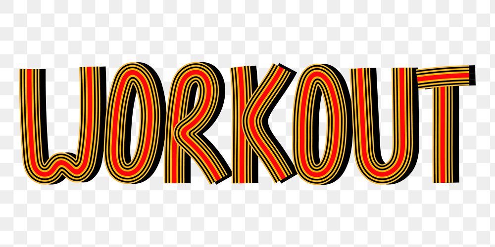 Health word workout png concentric font typography