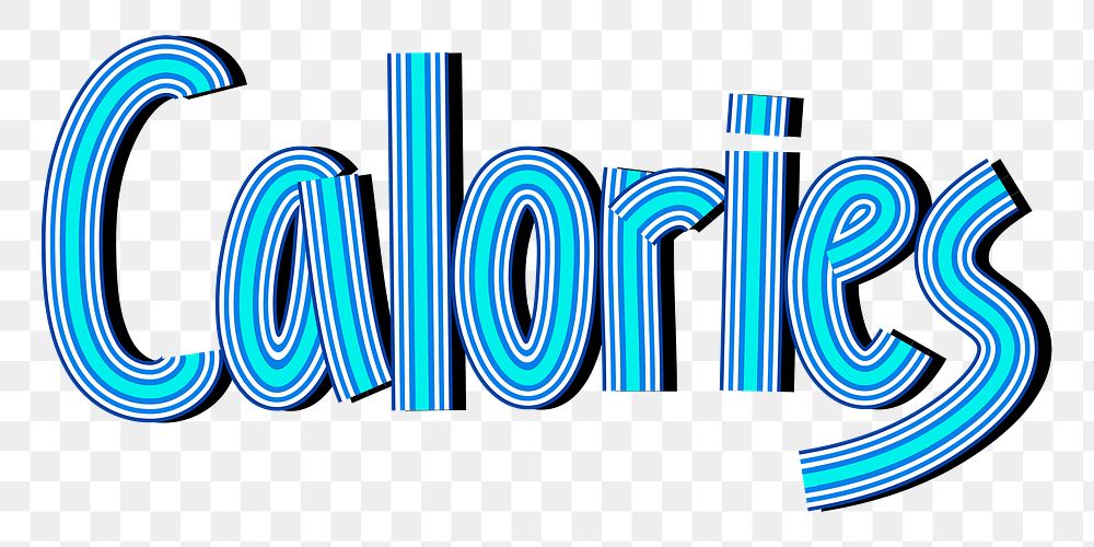 Retro style calories png doodling text typography