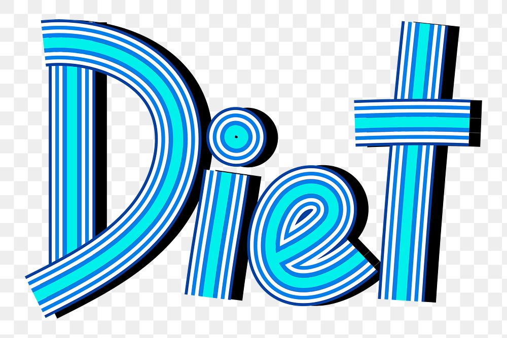 Diet word png lettering retro style line font typography
