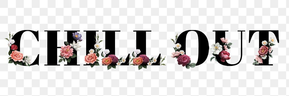 Floral chill out word typography design element