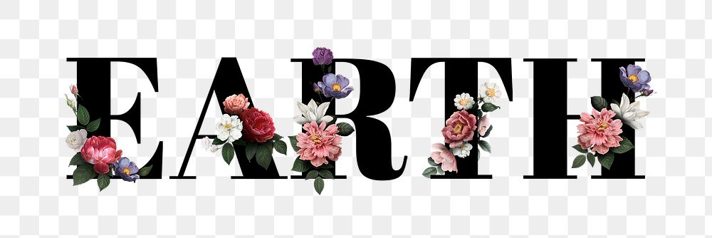 Floral earth word typography design element