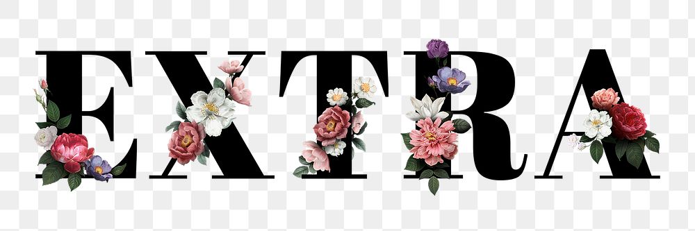 Floral extra word typography design element