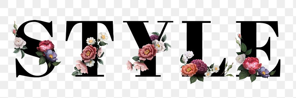 Floral style word typography design element