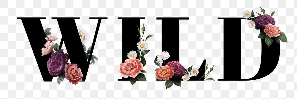 Floral wild word typography design element