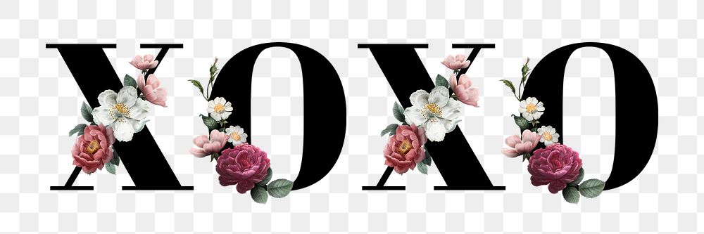Floral xoxo word typography design element