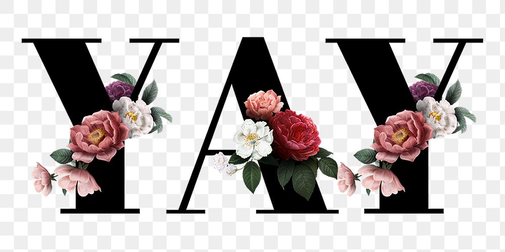 Floral yay word typography design element