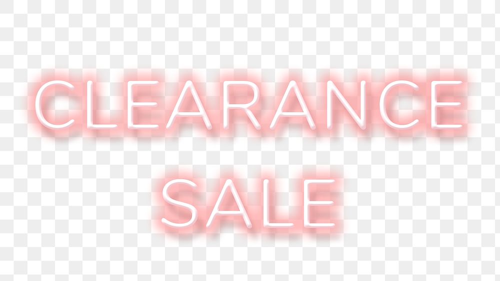 Pink neon word CLEARANCE SALE typography design element