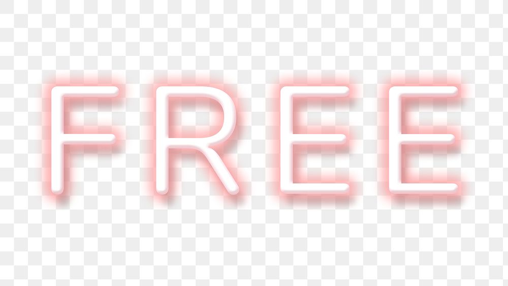 Pink neon word FREE typography design element