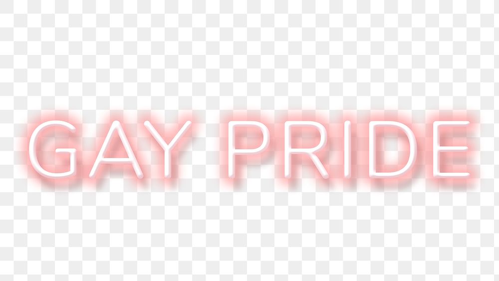 Pink neon word GAY PRIDE typography design element