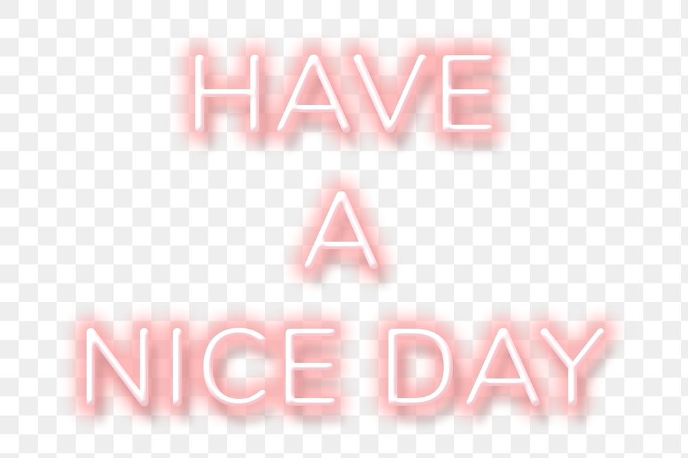 Pink neon phrase HAVE A NICE DAY typography design element