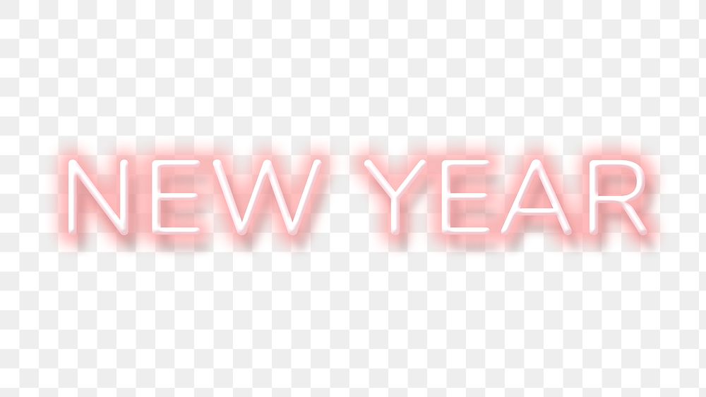 Pink neon word NEW YEAR typography design element