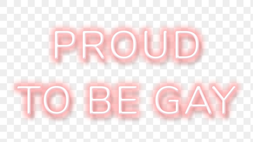 Pink neon phrase PROUD TO BE GAY typography design element
