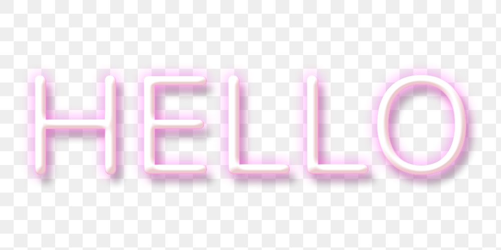 Glowing neon HELLO typography design element