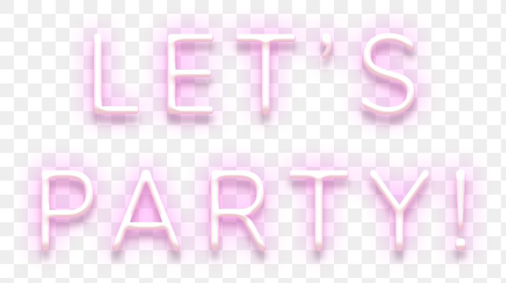 Glowing let's party pink neon typography design element