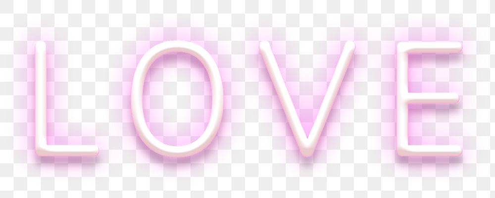 Glowing LOVE pink neon typography design element