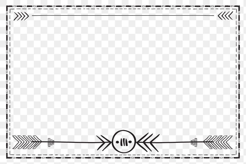 PNG native American arrow motif border frame png on transparent background