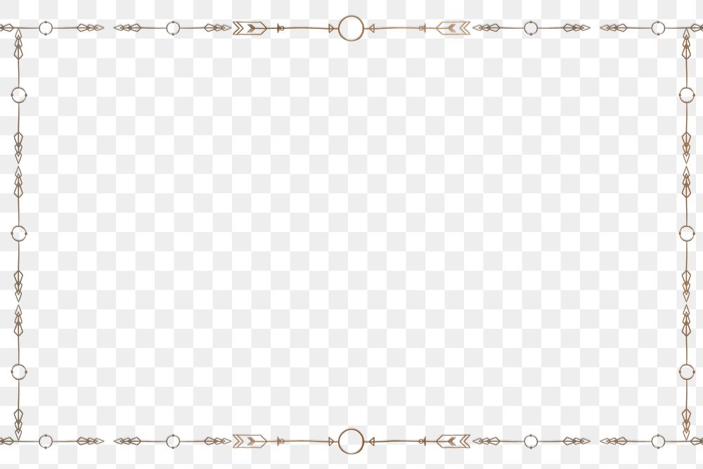 PNG vintage gold frame border with transparent background