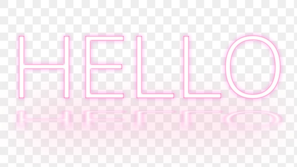Hello neon font word png typography and lettering