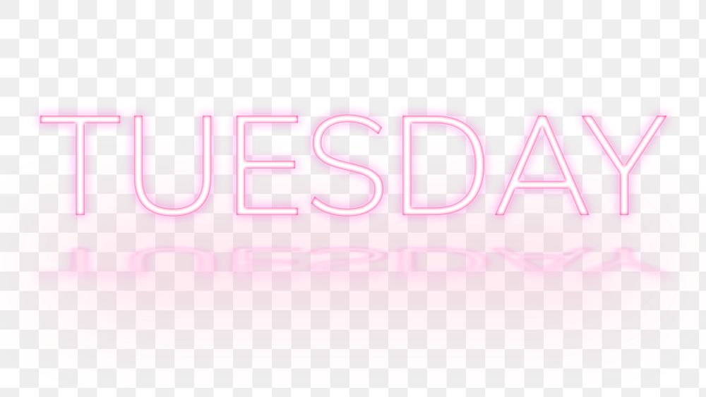 Pink png Tuesday text neon font typography