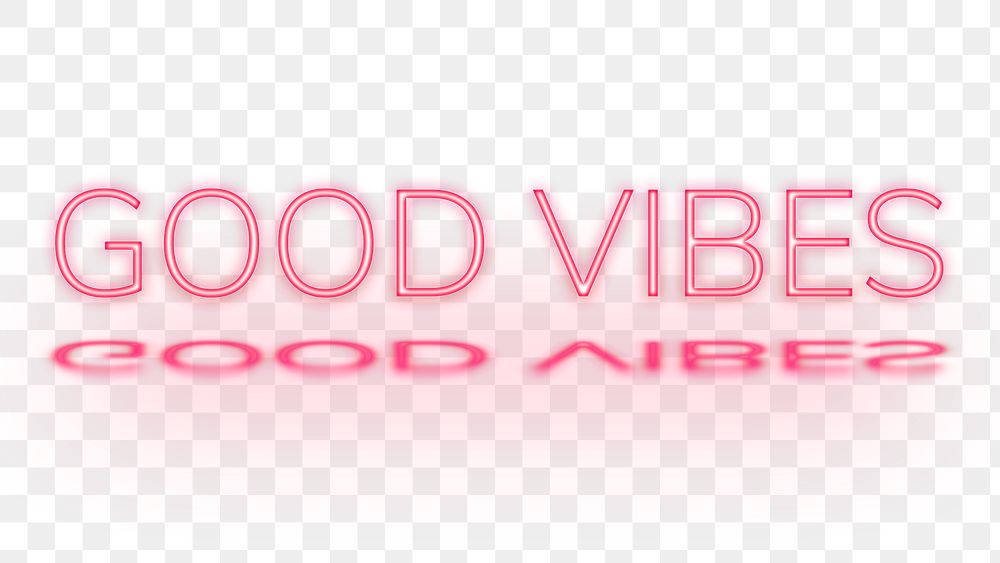 Png word Good Vibes pink neon typography font