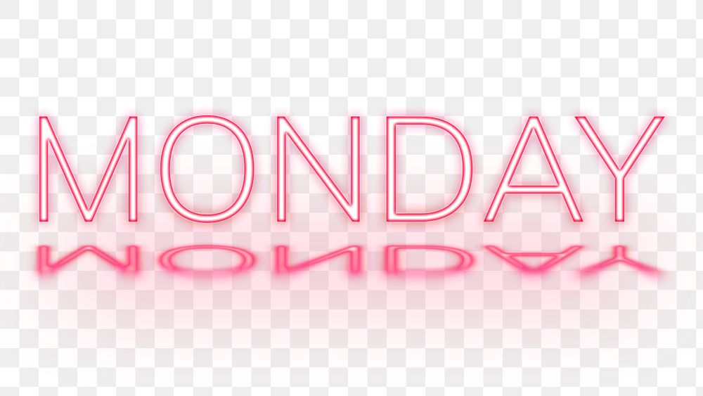 Monday text neon png font typography