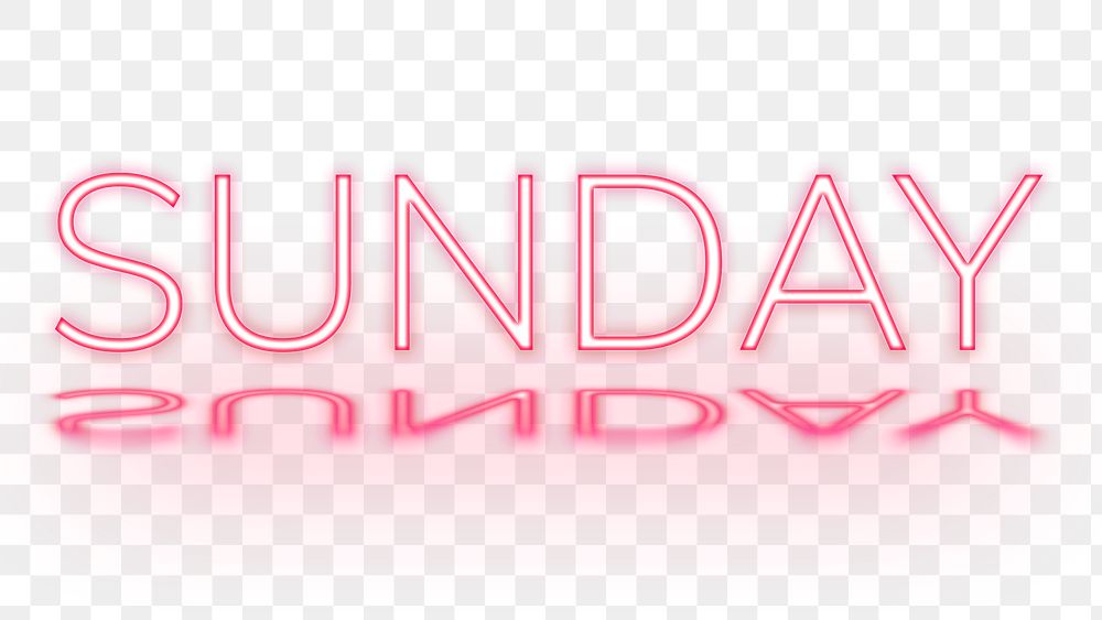 Pink png Sunday text neon font typography